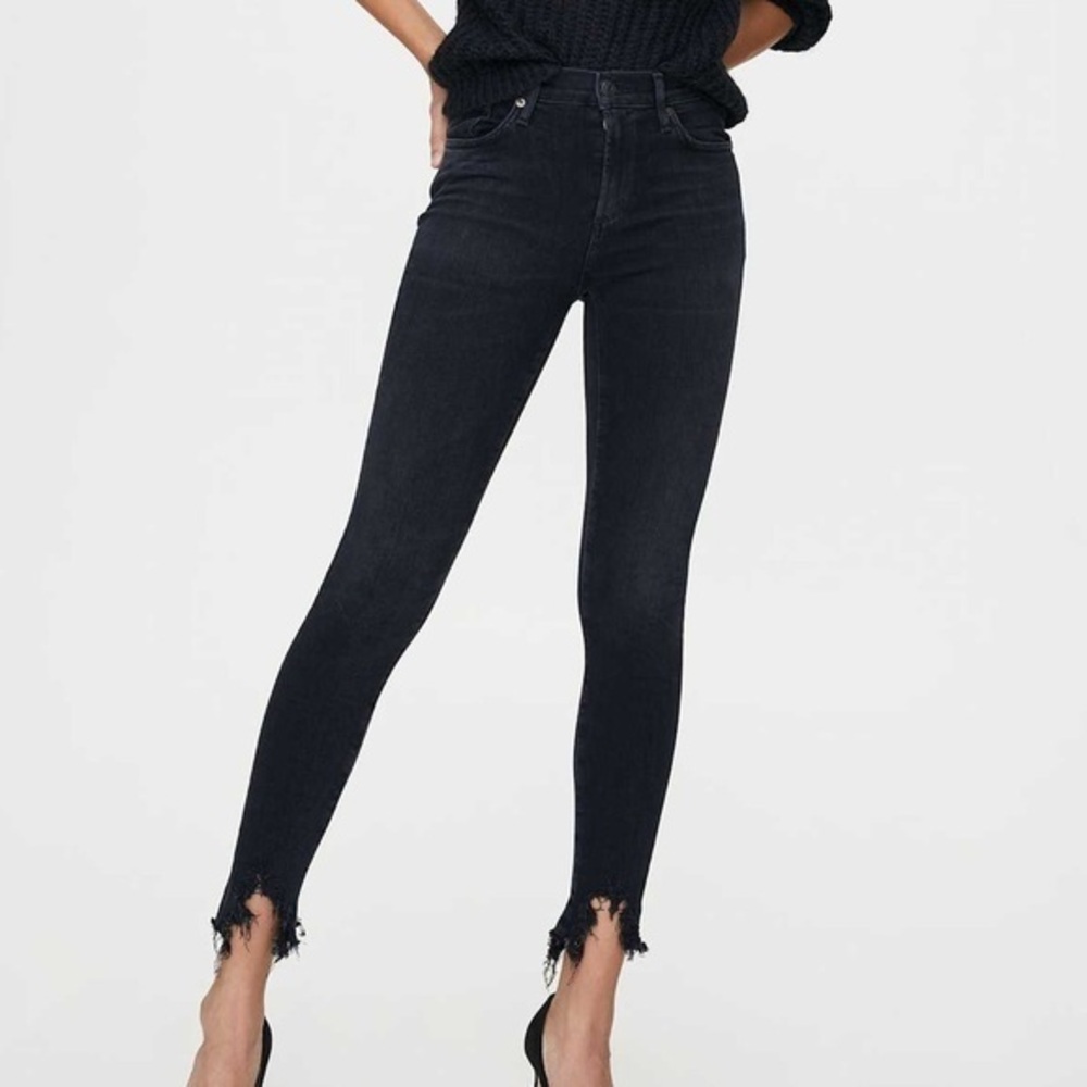 AGOLDE Sophie black chewed hem skinny jeans